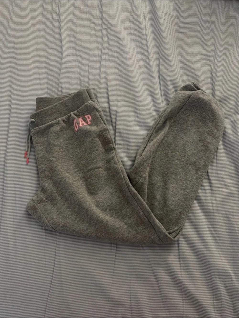 GAP Kids Heather Gray Jogger Sweatpants with Pink Logo